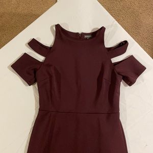 Dark Purple Split Sleeve Halter Top Formal Dress